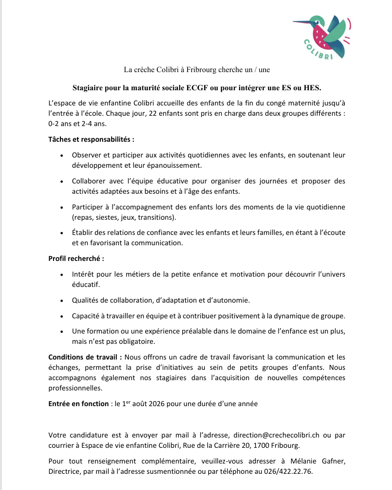 Image de Stagiaire pour la maturité sociale ECGF ou pour intégrer une ES ou HES à 100%